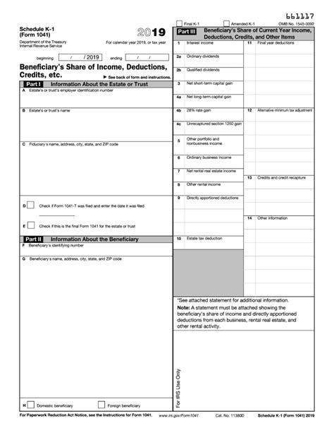 schedule k1 form 1041